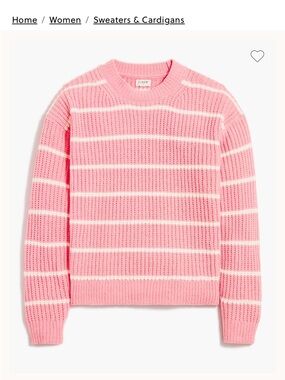 J. Crew Pink and White Striped Crewneck Sweater